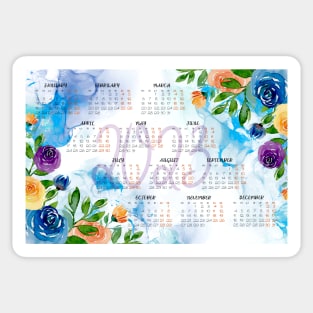 Calendar 2023, watercolor floral background Sticker